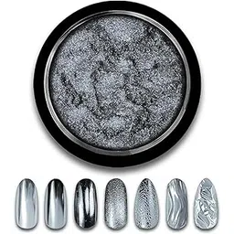 feelhigh Silver Chrome Nail Powder for Nail Art, Metallic Mirror Effect Nail Chrome Powder Holographic Glitter Pigment Dust Powder Fine Flash Dip Powder for Manicure Decorations-picture-16
