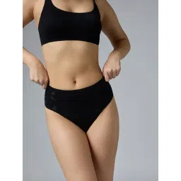 Feier Black Nylon Solid Bikini Panties-picture-35