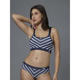 FEIER Bralette Striped Printed Full Coverage Non Padded Workout Bra-image-14