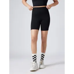 Feier Onyx Black Solid Flexrib Bike Shorts-picture-38