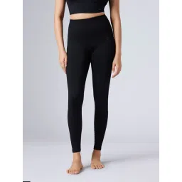 Feier Onyx Black Solid Flexrib Leggings-picture-10