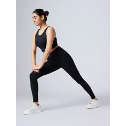 Feier Onyx Black Solid Flexrib Leggings image 5