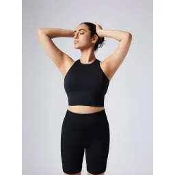 Feier Onyx Black Solid Flexrib Power Bra-picture-12