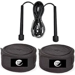 FELIDAE PRO Combo of Boxing Hand Wrap & Hand Bandage with Imported Skipping Rope Elastic Hand & Wrist Support for Gym, Workout, Kickboxing Martial Arts Punching Training -110 inch (Black)-picture-14
