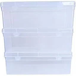 Feliz Sunrise Plastic Rectangular Medium Storage Boxes (Clear, 9.25 x 6 x 3.25 inches) -Set of 3-image-1