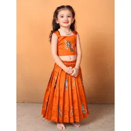 FELIZ THE DESIGNER STUDIO Girls Embroidered Cotton Ready to Wear Lehenga & Blouse-picture-11
