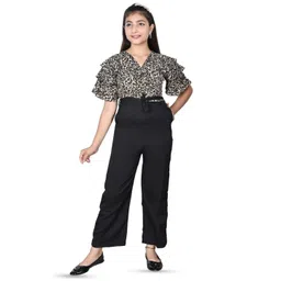 FELLAMO Girls Printed V-Neck Waist Tie-Ups  Basic Jumpsuit-picture-33