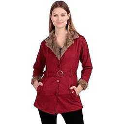 fellamo Women Fur Jacket Full Sleeves With Belt-82-picture-46