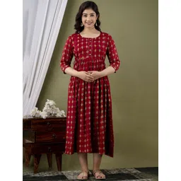 FEMARY Women Floral Print Maternity Maxi Dress-picture-21