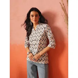 FEMBLISS Floral Printed Mandarin Collar Straight Short Kurti-picture-13