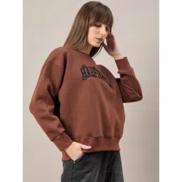 FEMEA Coffee Fleece Embroidery Full Sleeves Sweatshirt image 3