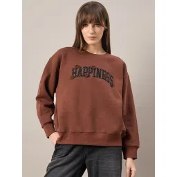 FEMEA Coffee Fleece Embroidery Full Sleeves Sweatshirt image 1