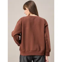 FEMEA Coffee Fleece Embroidery Full Sleeves Sweatshirt image 2