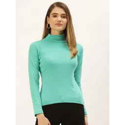 FEMEA Green Solid Cotton Turtle Neck Top-picture-28