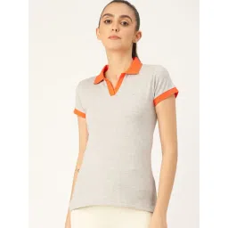 FEMEA Grey & Orange Textured T-Shirt-picture-30