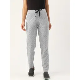 FEMEA Grey Cotton Blend Print Trackpants-picture-31