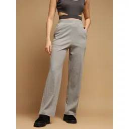 FEMEA Grey Cotton Blend Solid Trackpants-picture-31