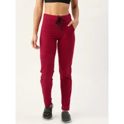 FEMEA Maroon Cotton Blend Print Trackpants-picture-35