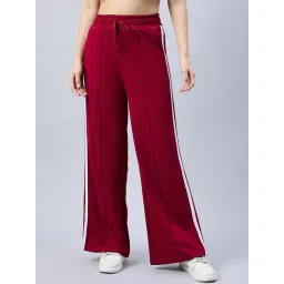 FEMEA Maroon Cotton Blend Solid Trackpants-picture-25