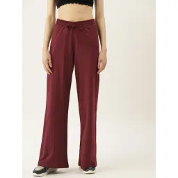 FEMEA Maroon Cotton Blend Solid Trackpants-picture-41