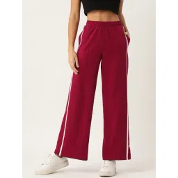 FEMEA Maroon Cotton Blend Stripes Trackpants-picture-26