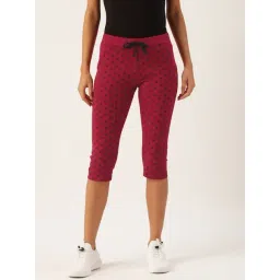 FEMEA Maroon Cotton Print Capri-picture-11