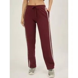 FEMEA Maroon Knitted Lycra Striped Trackpants-picture-20