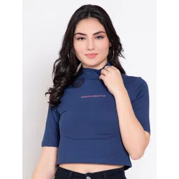 FEMEA Navy Blue Print Crop Top-picture-40