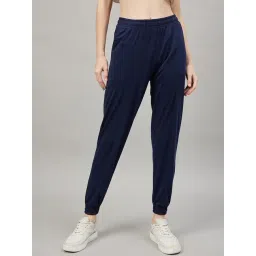 FEMEA Navy Cotton Blend Solid Joggers-picture-40