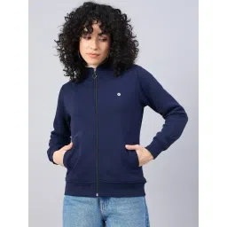 FEMEA Navy Fleece Solid Full Sleeves Sweatshirt-picture-28