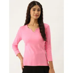 FEMEA Pink Cotton Slim Fit Top-picture-39