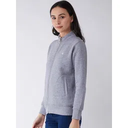 FEMEA Women Grey Solid Sweatshirt image 4
