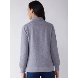 FEMEA Women Grey Solid Sweatshirt image 2