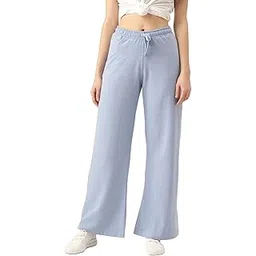 femea Women Solid Wide Leg Track Pants (Sky, XXL)-picture-47