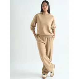 Femella Beige Viscose Solid Sweaters-image-1