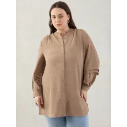 FEMMELLA Beige Regular Fit Embroidered Casual Shirt-picture-16