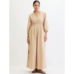 FEMMELLA Beige Relaxed Fit Solid Dress-image-18
