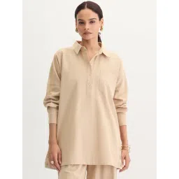 FEMMELLA Beige Relaxed Fit Solid Tunic-image-17