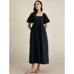 Femmella Black Cotton Regular Fit Dress-picture-31