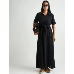 FEMMELLA Black Polyester Solid Regular Fit Shirt Dress-picture-21