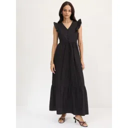 FEMMELLA Black Regular Fit Solid Dress image 1