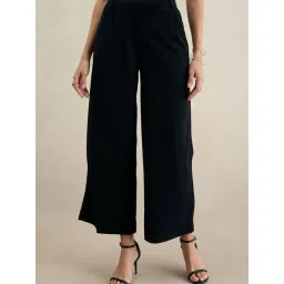 FEMMELLA Black Regular Fit Solid Formal Trousers-picture-46