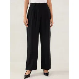 FEMMELLA Black Regular Fit Solid Trousers-picture-15