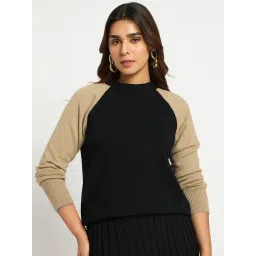 FEMMELLA Black Relaxed Fit Colourblocked Sweater-picture-39