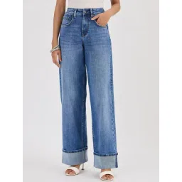 FEMMELLA Blue Denim Solid Mid Rise Jeans-picture-16