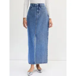 FEMMELLA Blue Regular Fit Solid Denim Skirt-picture-21