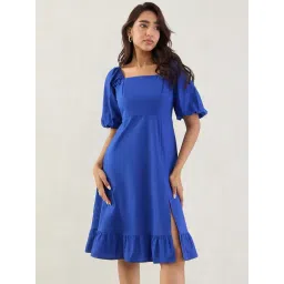 FEMMELLA Blue Regular Fit Solid Dress-picture-23