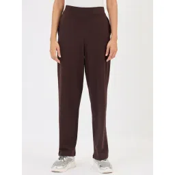 FEMMELLA Brown Cotton Solid Mid Rise Trousers-picture-44