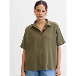 FEMMELLA Green Relaxed Fit Solid Casual Shirt-picture-26