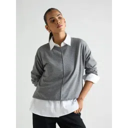 FEMMELLA Grey Viscose Solid Relaxed Fit Sweater-picture-19